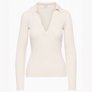Aritzia Babaton Cream V-Neck Sweater